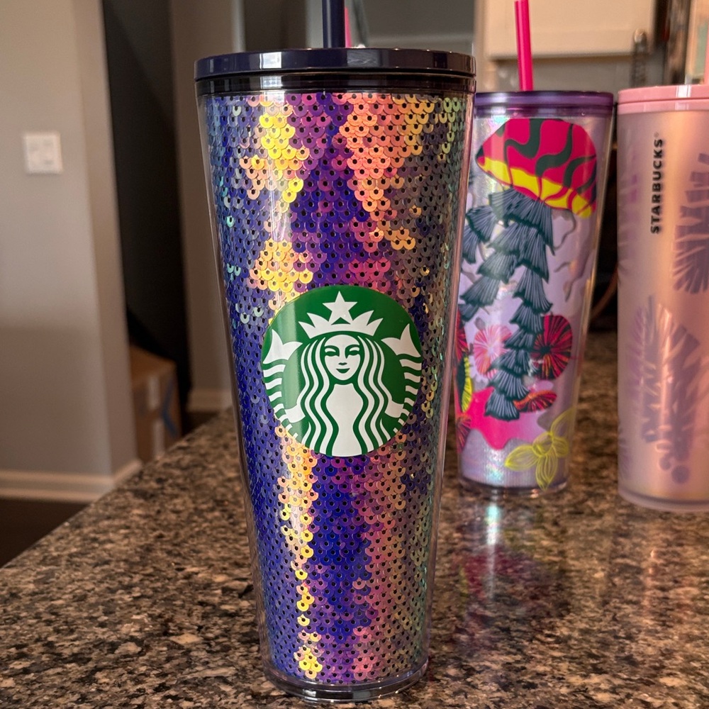 Starbucks Multicolor Sequin Tumbler with Straw